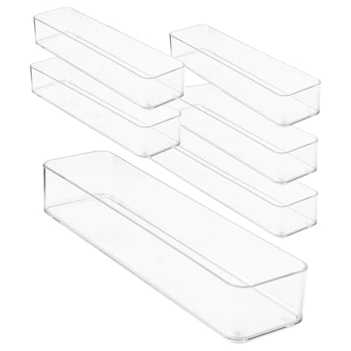 Primebox Clear Plastic Drawer Organizers - 6-Piece Set