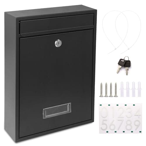 Diggoo mo01 Locking Wall-Mount Black Mailbox