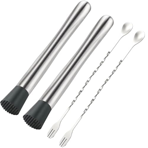 Szdggz 4Pcs Stainless Steel Muddler and Spoon Set