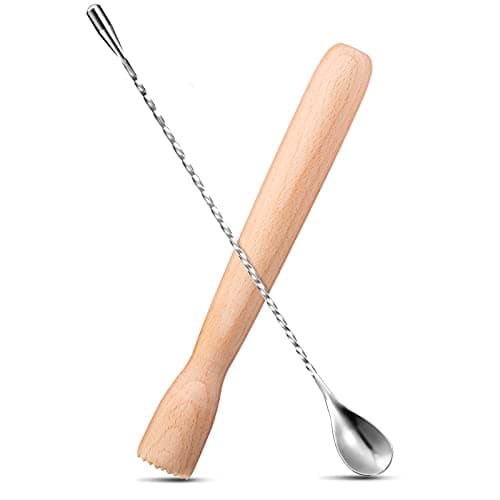 Patelai Wooden Cocktail Muddler and Bar Spoon Set