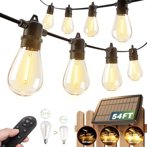 Addlon 54FT Solar String Lights with Remote