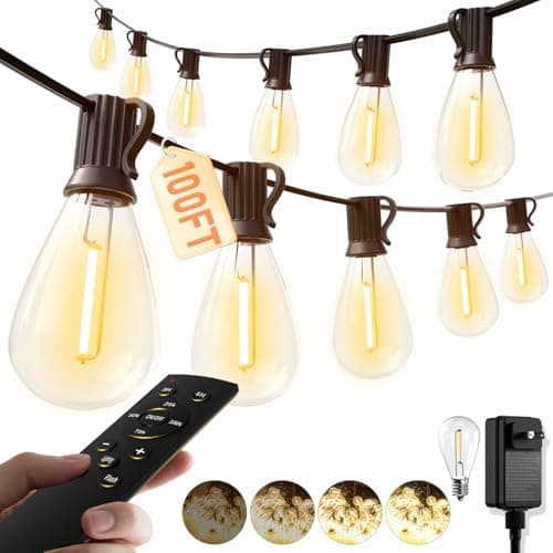 Luckystyle 100FT LED Outdoor String Lights