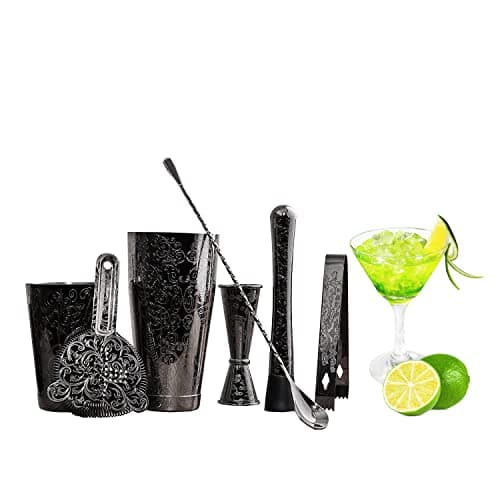 SKY FISH Black Etched 7-Piece Bartender Kit
