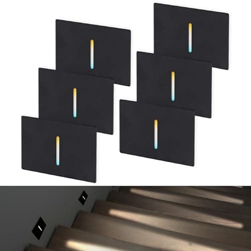 LEONLITE 5CCT Dimmable LED Step Light 6-Pack Black