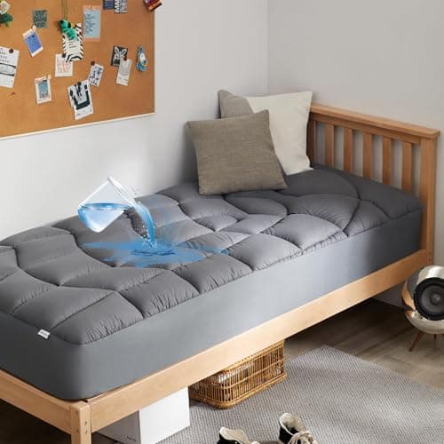 Unikome Twin Waterproof Quilted Mattress Pad Grey