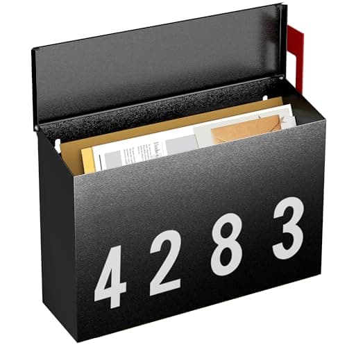 LAND·VOI Textured Black Wall-Mount Mailbox