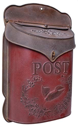 Red Co. Aged Red Embossed Wall-Mount Mailbox