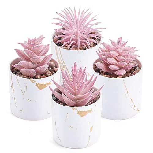 Der Rose Pink Faux Succulents 4-Pack