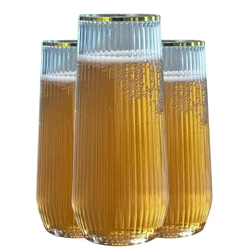 Oojami 9 Oz Ribbed Champagne Glasses