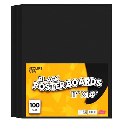 E-Clips USA 23252 Black Poster Boards 100 Pack