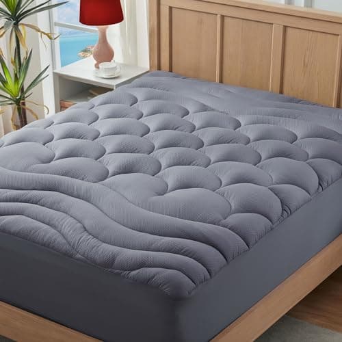 Elven Home King Grey Quilted Mattress Pad