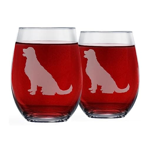 Greenline Goods Golden Retriever Stemless Glasses Set