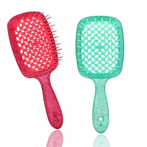 Generic FlashVent 2PCS Hair Brush Green & Red