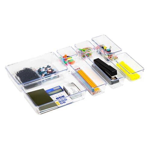 Mind Reader 8-Piece Clear Drawer Organizer Set