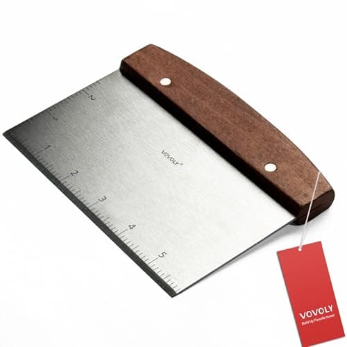 Vovoly Stainless Steel Griddle Scraper with Wooden Handle
