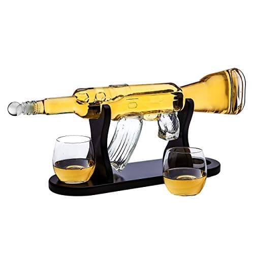Godinger Rifle Whiskey Decanter with Two Glasses