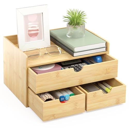 Wisuce Bamboo 3-Drawer Desk Organizer