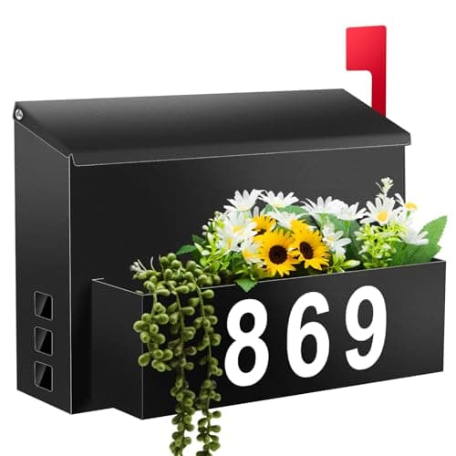 Pyoimmne JKM-MB-02 Black Wall-Mount Mailbox with Planter
