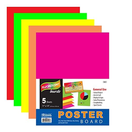 Bazic 5027 Neon Poster Board 5-Pack