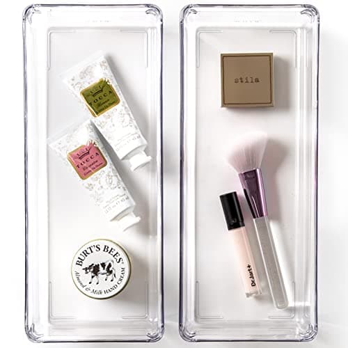 BINO Oblong Clear Plastic Drawer Organizer 2-Pack