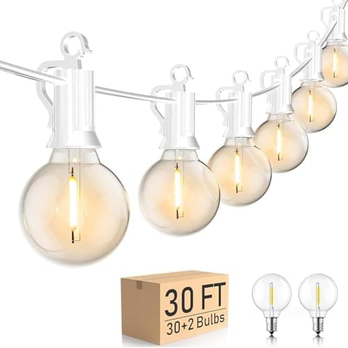 Brightown 30 FT - 30 LED Bulbs White Wire String Lights