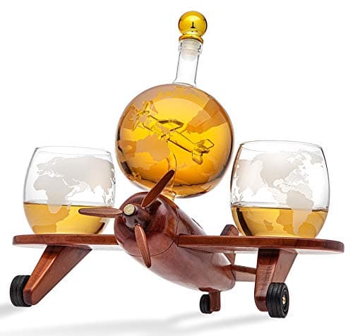 Godinger Airplane Globe Whiskey Decanter Set