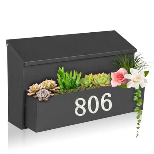Ydocabinit Black Wall-Mount Mailbox with Planter
