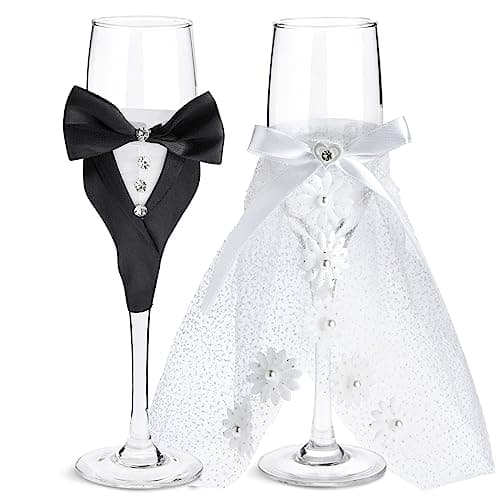 Sparkle And Bash Wedding Champagne Glasses Set