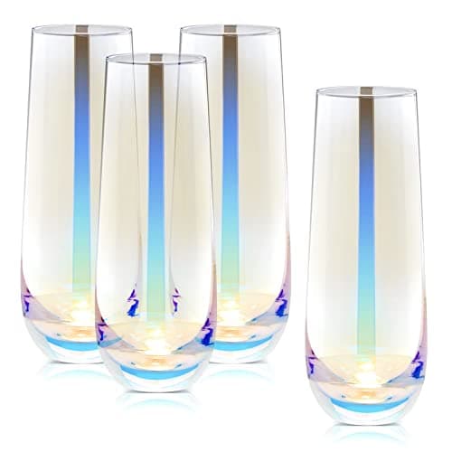 Sparkle And Bash SXBYD Iridescent Champagne Flutes 4-Pack