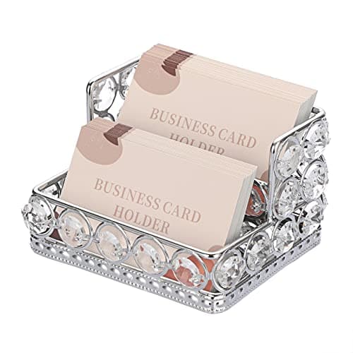 Hipiwe Crystal Silver Business Card Holder 2-Tier