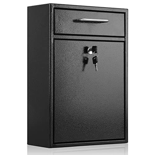 Xydled Black Metal Locking Wall-Mount Mailbox