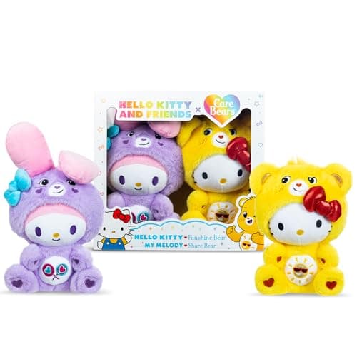 Care Bears Hello Kitty Funshine & My Melody Share Bear 2-Pack Plush