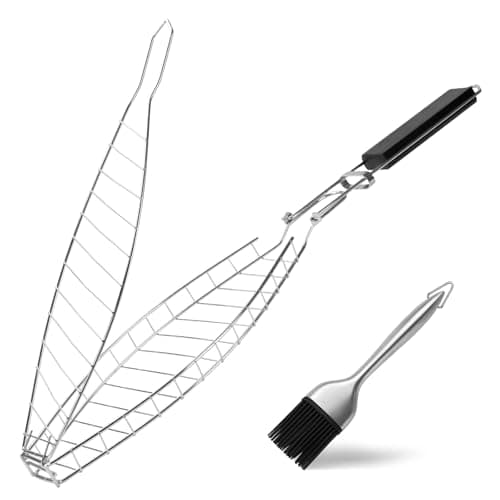 Penobon Fish Grill Basket with Basting Brush
