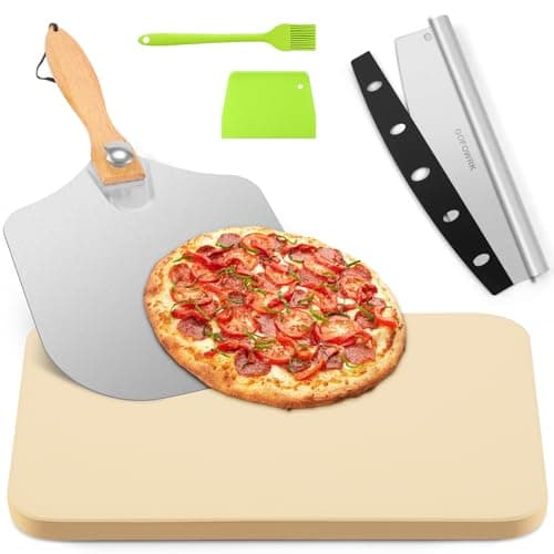 GOFOWEK 5-Piece Pizza Grilling Stone Set