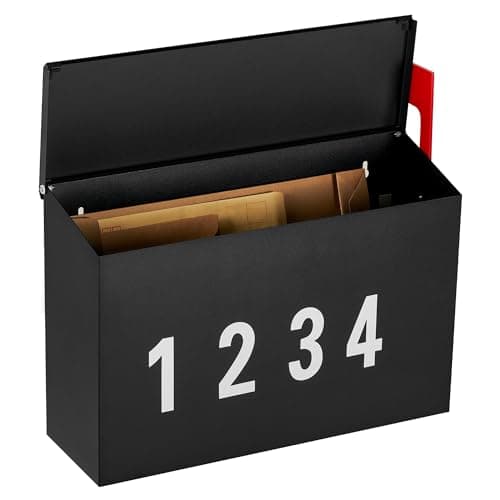 LAND·VOI Black Wall-Mount Mailbox with Flag Kit