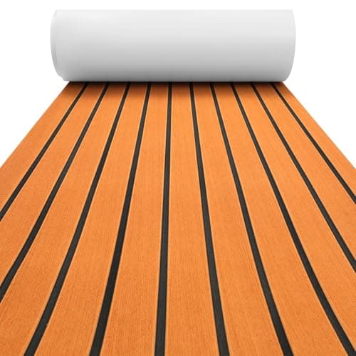 JKYGINGD Brown Faux Teak Boat Decking 48x15.2