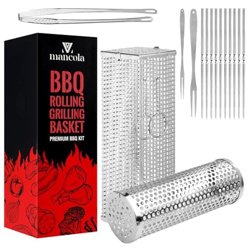 Mancola 2-Pack Rolling BBQ Basket Kit