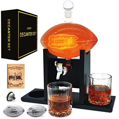 LuxuryBar Football 8-Piece Whiskey Decanter Set