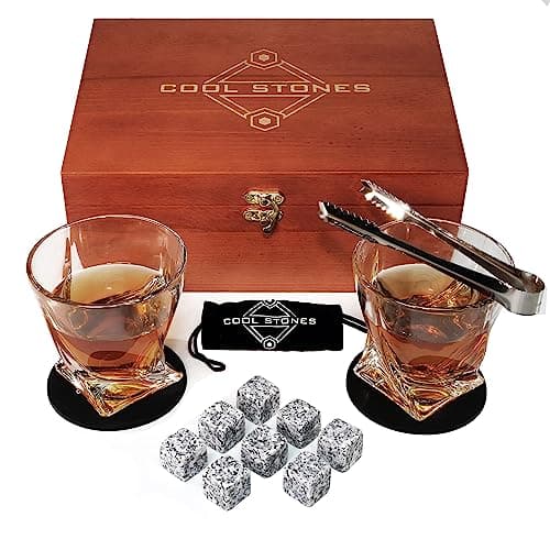 Cool Stones Whiskey Glass Set with Wooden Box