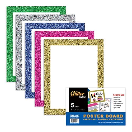 Bazic 5414 Glitter Poster Board 5-Pack