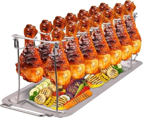 NEWCOMDIGI Chicken Leg Grill Rack with Drip Tray