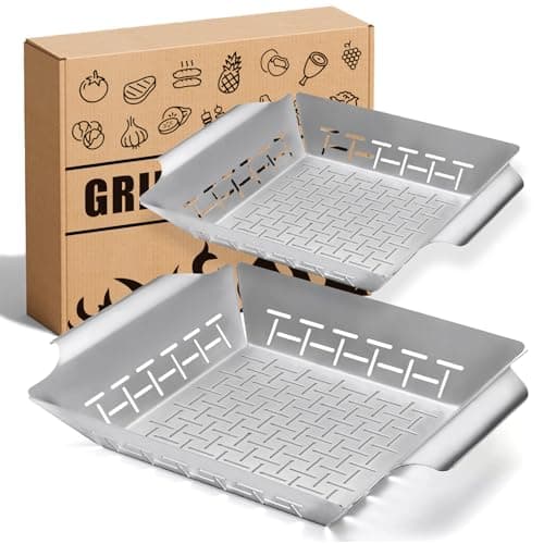 Limerri 2-Pack Stainless Steel Grill Baskets Set