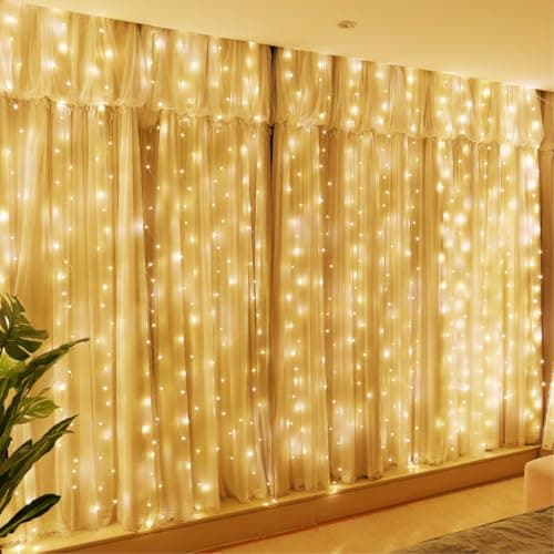 HXWEIYE 300 LED Warm White Curtain Lights