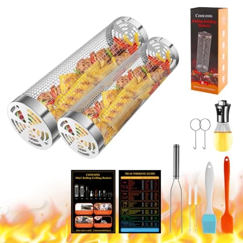 Concons 2-Piece Rolling Grill Basket Set