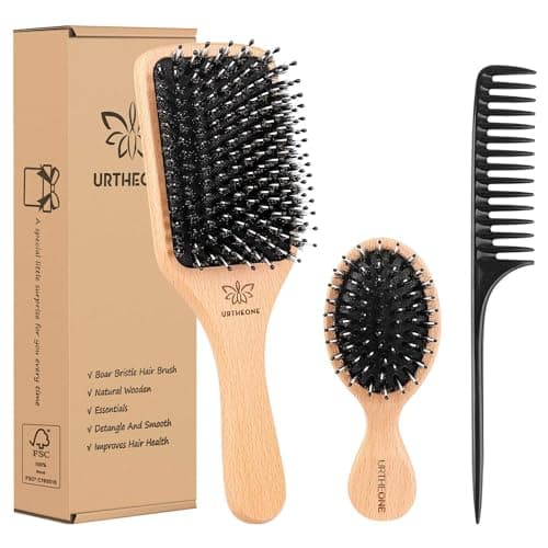 URTHEONE Boar Bristle Brush and Comb Set