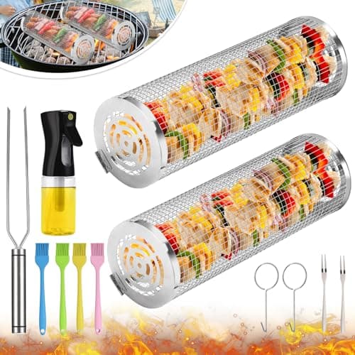 Ymxhk 2-PCS Rolling Grill Basket Set