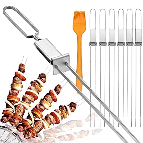 Lucalda 17-Inch Double Prong Flat BBQ Skewers 6-Pack