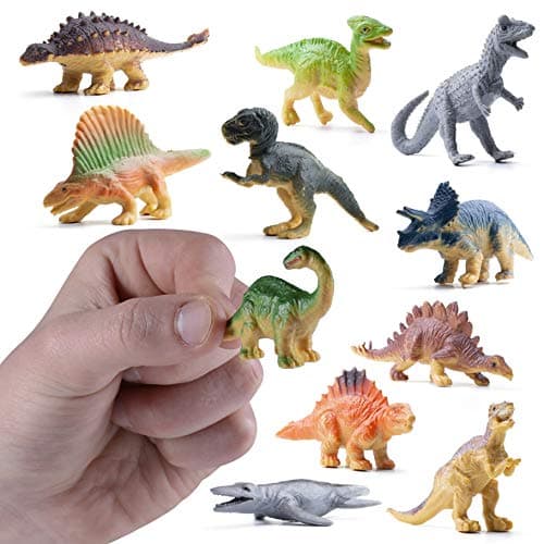 Prextex Mini Dinosaur Figures Toys Box - 12 Count