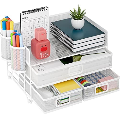 Marbrasse White 3-Tier Desk Organizer