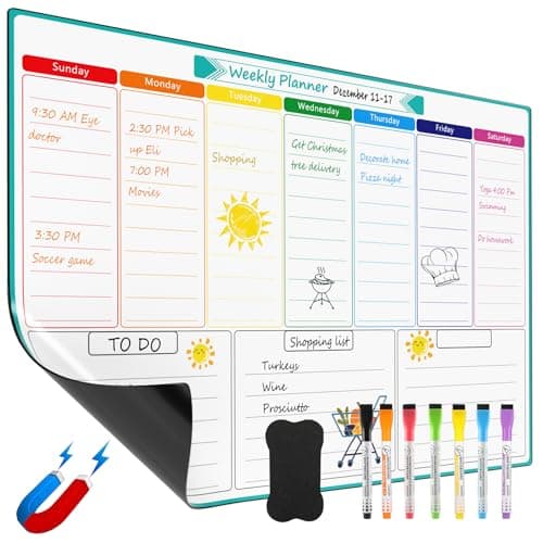 MaxGear Weekly Calendar Magnetic Dry Erase Board 16'x12'
